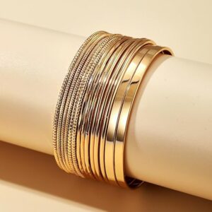Latest Stylish Set of 14 Gold Plated Bracelets Bangles for Women and Girls (Gold) (15148b)