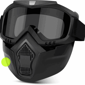 Goggle Mask Anti Scratch UV Protective Open Face & Eyewear Windproof Dirt Shield Adjustable Strap Soft Foam Padded Detachable for Cycling Bike Off Road Racing Riding Unisex (Black)