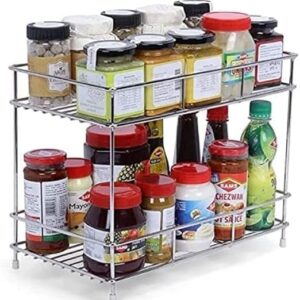 Stainless Steel 2 Tier Countertop Kitchen Rack|Pantry Storage Organizer | Multipurpose Storage Organizer | Kitchen Racks | Kitchen Organizer | Kitchen Accessories Rack, Tiered Shelf