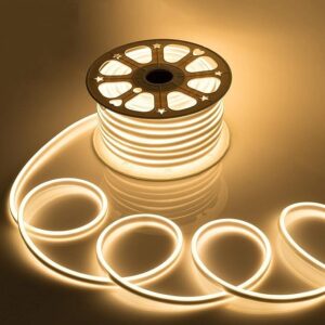 16.4 Feet Neon LED Strip Light with 12V Adapter | Cuttable Flexible Waterproof Rope Light for Wall Decor,Indoor & Outdoor Decoration,Custom Names,Signage & Diwali Decorative Lighting-Warm White