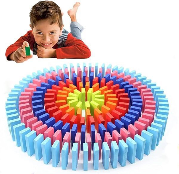 Domino Blocks for Kids Ages 3?10 ? Educational Colorful Building Blocks Game Set ? Montessori Toys for Boys & Girls ? Indoor Learning & Stem Play