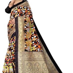 Kanooda Prints Women's Fancy Peacock Printed Mysore Art silk saree
