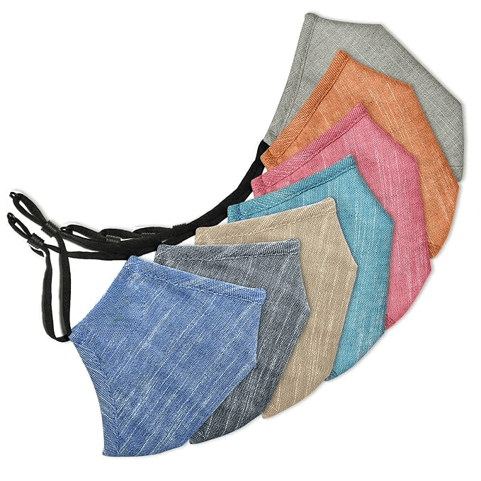 Handloom Linen Anti-Pollution Face Mask, 3-Layer Super Breathable, Washable & Reusable