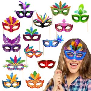 15 Pieces Bachelorette Party Props for Bride Photo Props Mask mask for Party Photo Booth Mask Props Indian Kitty Party Photobooth Props -Indian Celebrations-Punjabi Party