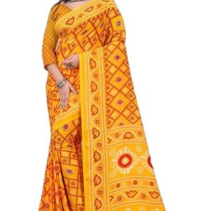 Printed Bandhani Georgette Saree (Yellow)