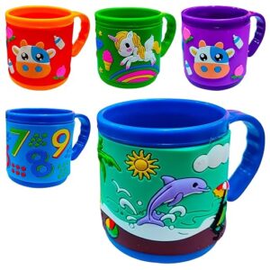 Poojavi Birthday Return Gifts For Kids - Silicon 3d Mug For Kids, Kanjak Gifts for Girls Pack of 12, Cartoon Coffee Mug, Kanya Pujan Gift for Girls, Navratri Kanya Pujan Gift ( 5 Pcs Multicolor )