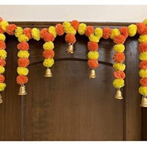 Artificial Marigold Garlands Door Toran Set (yellow and orange, 1 Piece)