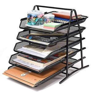 5 Tier Mesh Metal Desk Organiser File Rack | Letter Tray A4 Papers Documents Holder Desk Organizer for Office (1 Pcs.)