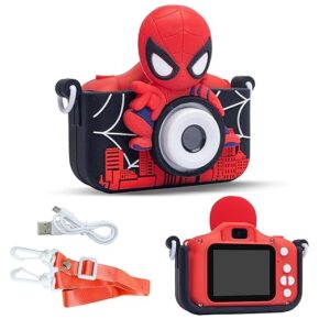 Spider-Man Themed Digital Camera - 1080P HD Mini Camcorder with 2" Screen, Selfie Mode & Fun Filters | Safe Design for Boys & Girls Age 4-10 | Expandable Memory Up to 32GB (Red)