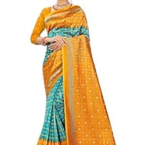 Prints Women's Fancy Mysore Checkered Style Printed Art Silk