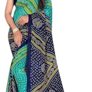 Printed Bandhani Georgette Saree (Multicolor)