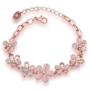 Latest 18k Rose Gold Stylish Bracelet Earrings Combo Jewellery For Women and Girls