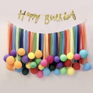 Multicolor Happy Birthday Decorations - 68 Pcs Birthday Decoration Items for Kids Adults | Rainbow Theme Birthday Decorations | Colourful Balloons with Crepe Paper, Bday Banner (Cardstock)