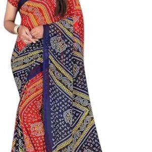 Printed Bandhani Georgette Saree (Multicolor)