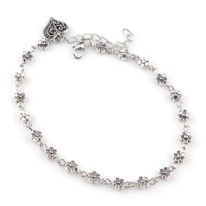 Oxidised Silver Floral Single Stylish Anklet for Women & Girls(Silver)(9575b)