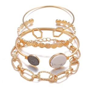 Latest Stylish Multilayer Gold Plated Bangle Bracelet for Women and Girls (rr14665b) Set of 4