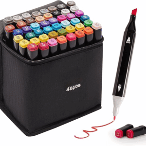 Marker Set of 48 Alcohol Markers with Portable Storage Bag, Waterproof Sketch Pens for Kids, Artists & Students, Quick-Dry Colour Art Kit for Drawing, Journaling, Gifts for Girls (48)