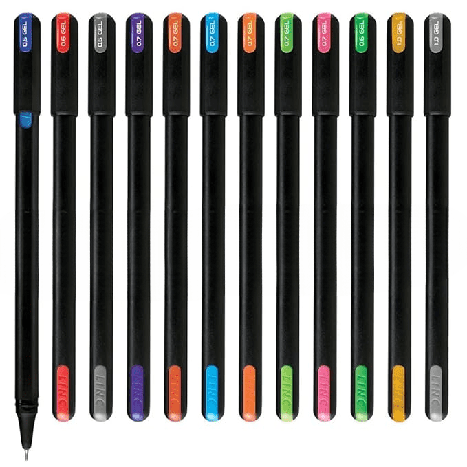 Multicolor Gel Pen With Hard Box Case | 0.6 mm-1.0 mm Tip | 12 Pcs Set, Pack of 1