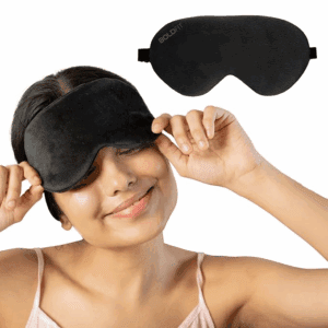 Mask for Sleeping with Adjustable Strap Super Soft Sleeping Mask Blind Fold for Comfortable Sleep Travelling Sleep Mask Pad for Girls - Black, Silk