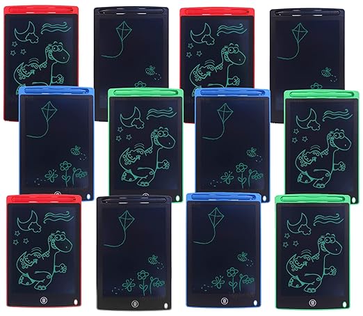 Poojavi 12 LCD Writing Tablet Doodle Board for Kids Electronic Toys 8.5 Inch Colorful LCD Writing Board Electronic Tablet LCD Erasable Drawing Pad, Birthday Return Gift Giveaway Party Favor