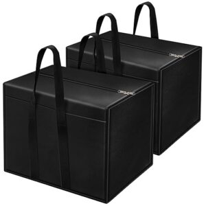 85 L Moisture Proof Multi-Purpose Underbed Storage Bag/Clothing Storage Organiser/Toy Storage/Stationery Paper Storage Bag with Zipper and Strong Handle (Black,57x36.8 x40.5 cm)