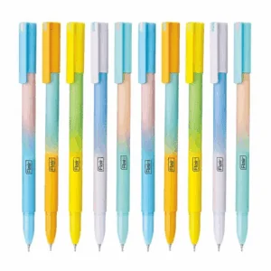 Move Gel Pen | Minimalistic & Aesthetic Matt Finish Pastel Body Colors | Effortless Writing With Sleek Clip Design | Blue Ink, Set Of 10