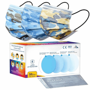 Dual SMMS Fabric 4 Ply Designer Protective Face Mask with Nose Clip and Reusable Travel Pouch, Fashion That's Safe (Camo Combo, Pack of 50) for Unisex