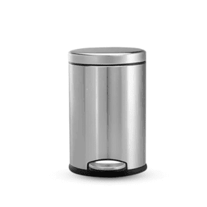 Stainless Steel 5 Litre Plain Pedal Dustbin With Plastic Bucket And Lid | Trash Can, Round Shape Dustbin For Home, Bathroom, Kitchen, Office, Bedroom (5 Litres- 7 * 11 Inches)(small size)