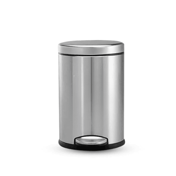 Stainless Steel 5 Litre Plain Pedal Dustbin With Plastic Bucket And Lid | Trash Can, Round Shape Dustbin For Home, Bathroom, Kitchen, Office, Bedroom (5 Litres- 7 * 11 Inches)(small size)