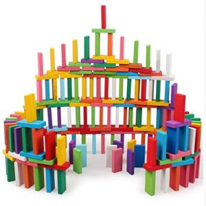 240 pcs (2 Packs of 120) 12 Color Wooden Domino Toy for Kids - Educational Blocks Activity Game for Play and Learning (240)