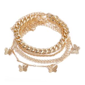 Latest Stylish Multilayer Gold Plated Bangle Bracelet for Women and Girls (rr14664b) Set of 4