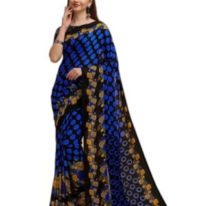 Floral Print Bollywood Georgette Saree (Blue)