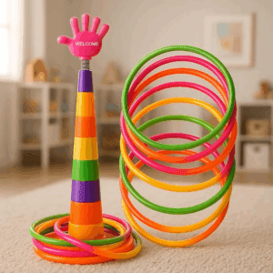 2 in 1 Ring Toss Game for Kids | Indoor Outdoor Fun Learning Activity Toy | Stacking Rings & Target Throw Game | Multicolor Plastic Toy for Baby | Birthday Gift for 1-5 Years