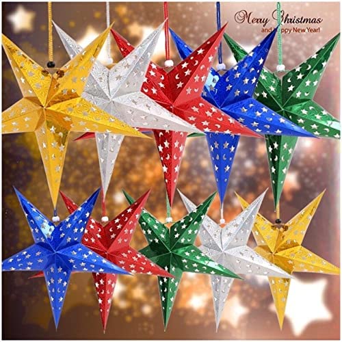 Xmas Hanging 3D Hollow Paper Star Lantern Festival New Year Decoration for Home Halloween Christmas Party Ornaments Decoration