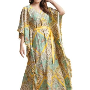 Poojavi Rayon Women ?Kaftan Nightdress/Kaftan Nighty for Women (Large, Multi)