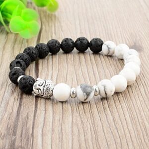 Divine Natural Lava Howlite Stone Buddha Beads Bracelet for Men-(9388b)