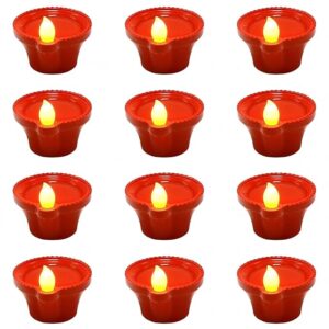 Sensor Diya for Home Decoration - 6 Pcs Electric Flameless & Smokeless LED Diya Lights, Candle for Home Decor, Diwali Festivals Decoration,Christmas,New Year, Festive(A)