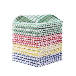 Kitchen Dishcloths 12pcs 11x12 Inches Bulk Cotton Kitchen Dish Cloths Scrubbing Wash Cloths Sets (Mix Color)
