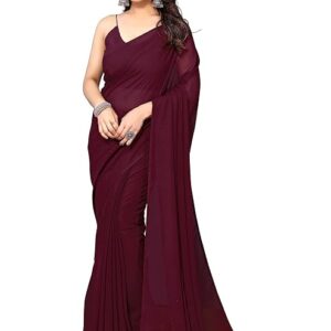 Poojavi Women's Plain Polyester Saree