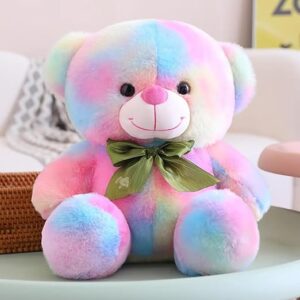 Rainbow Colored Huggable Teddy Bear ? Plush Soft Toy for Baby Boys & Girls | 30 cm | Valentine Gift