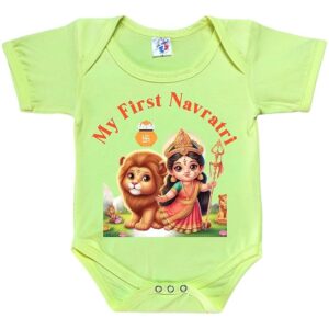 My First Navratri Durga Puja Romper Bodysuit Onesie Dress for Newborn Baby Boys Girls