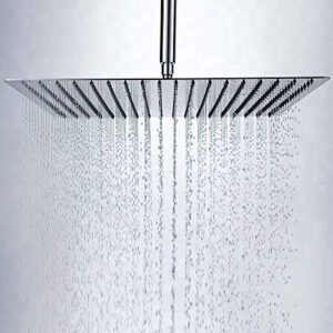 Stainless Steel Trident Square Overhead Shower 8x8 Inches rain shower head for bathroom Without Arm, Mesh Shower filter built-in, Chrome, Polished Finish