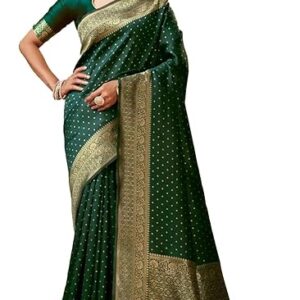 Poojavi Women's Banarasi Saree Pure Kanjivaram Silk Saree Soft new ladies 2023 Design Wear Pattu Sarees Latest Cotton Party Sari collections With Blouse Piece for Wedding sadi