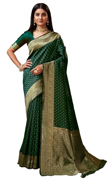 Poojavi Women's Banarasi Saree Pure Kanjivaram Silk Saree Soft new ladies 2023 Design Wear Pattu Sarees Latest Cotton Party Sari collections With Blouse Piece for Wedding sadi