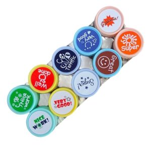 Poojavi Teaching Aid Stamp Set, 10 Pieces, Motivational Reward Stamps, Multicolour