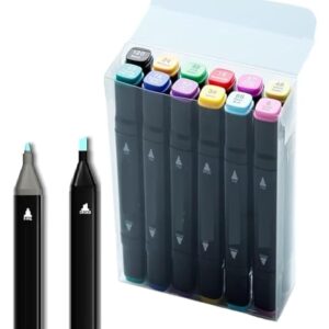 Markers for Drawing Dual Tip Art Markers 12 Colours Sketch Pen for Painting Sketching Calligraphy Odorless&non Toxic Twin Head Permanent Colouring Markers for Kids Adult Beginners