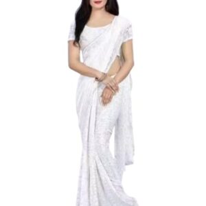 Women's Fancy Self-Design Net Saree with Matching Blouse Piece