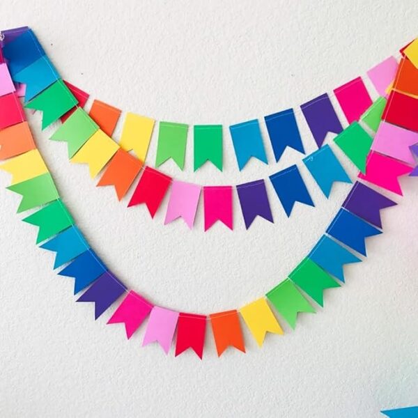 Rainbow Felt Fabric Bunting 12 Feet(2 Pack) Birthday Party Decoration Baby Shower Window Decorations and Children's Living Room Decorations
