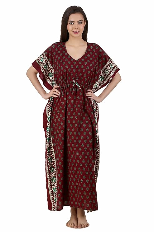 Poojavi Women's Cotton Maxi Nightdress