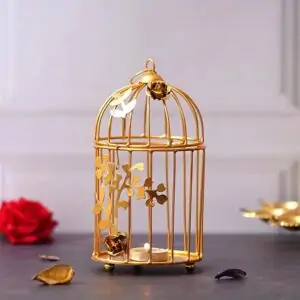 Gold Plated Colour tealight Candle Holder with Flower Vine- Diwali Candle Holder- Diwali Decorations Items for Home D?cor